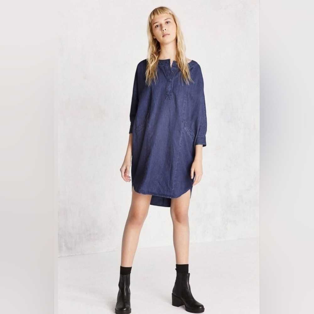 BDG Denim Long Sleeve Pullover Tunic Mini Dress Size Small